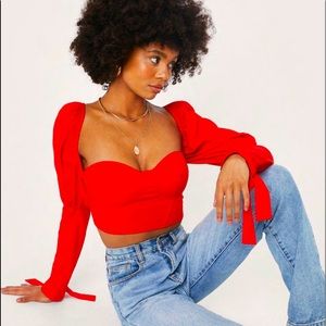 Corset puff sleeve crop top, never worn!